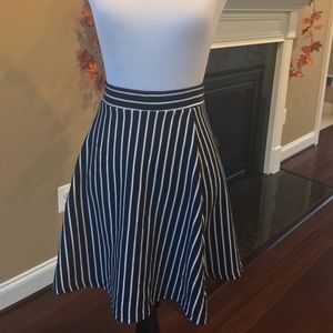Navy and White Striped H&M Skirt